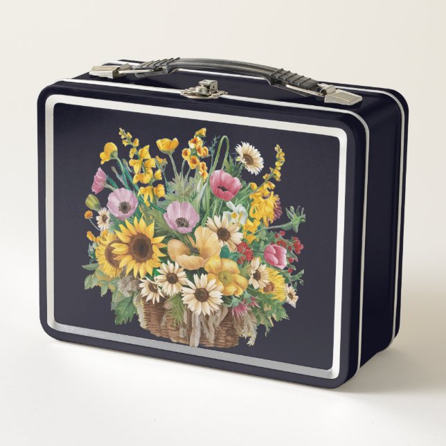 Caja de almuerzo con diseño floral (Anverso)