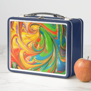 caja de almuerzo con pintura arremolinada