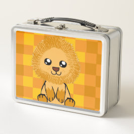 Caja de almuerzo con tema de león adorable (con pa