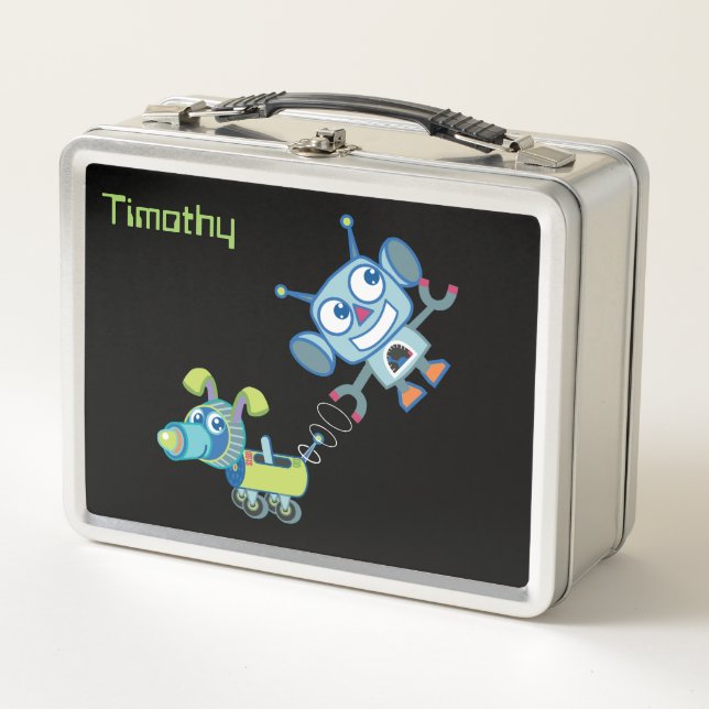 Caja de almuerzo de acero inoxidable Robot y Robot (Anverso)