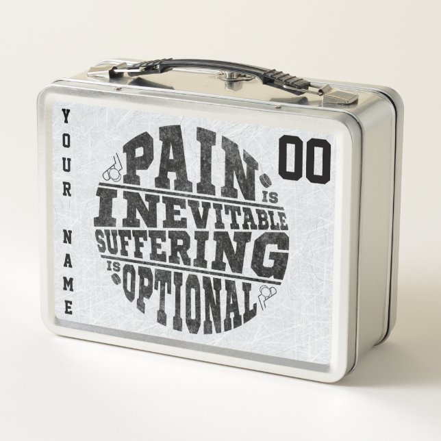 Caja de almuerzo de hockey Personalizado Nombre y  (Reverso)