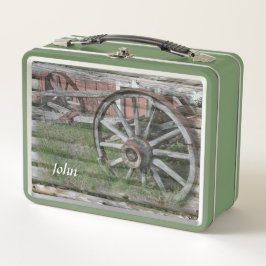 Caja de almuerzo de la rueda de vagón rústica de e