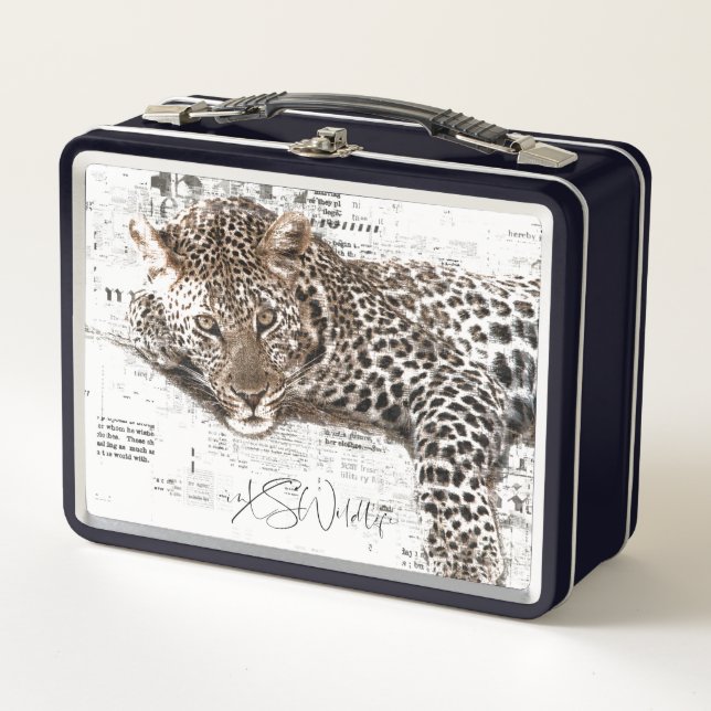 Caja de almuerzo de leopardo LAZY de doble cara (Anverso)