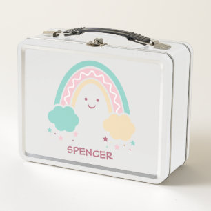 Caja de Almuerzo de Metal Arcoíris Boho Pastel Sol