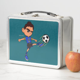 Caja de almuerzo de metal coleccionable de fútbol,