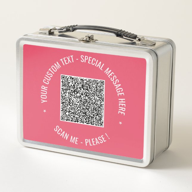 Caja de Almuerzo de Metal con Código QR de Texto P (Anverso)