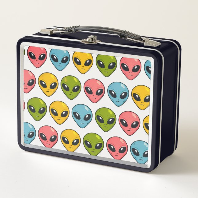 Caja de almuerzo de metal con estampado de alieníg (Anverso)