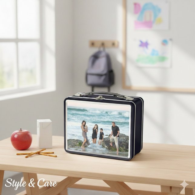Caja de almuerzo de metal con foto personalizada (Custom Photo Metal Lunch Box with Personalized Design)