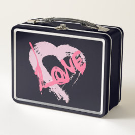 Caja de Almuerzo de Metal Corazones de Amor