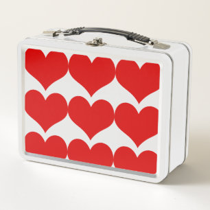 Caja de almuerzo de metal Corazones Rojos