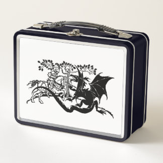 Caja de almuerzo de metal de Caballero y Dragón