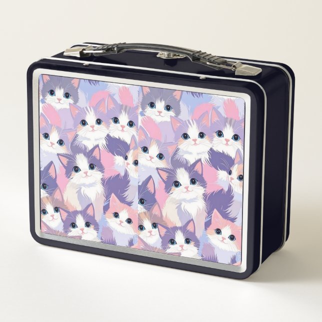Caja de almuerzo de metal de gatos pastel (Reverso)