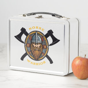 Caja de almuerzo de metal de guerrero nórdico
