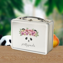 Caja de Almuerzo de Metal de Niña Oso Panda Lindo 