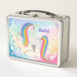 Caja de almuerzo de metal de unicornio de fantasía