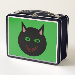 Caja de almuerzo de metal gato negro de Halloween