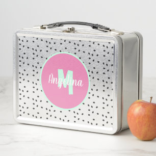 Caja de almuerzo de metal monogramada con semillas