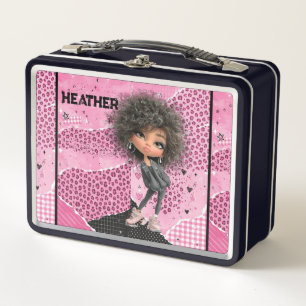 Caja de almuerzo de metal personalizada con chica 