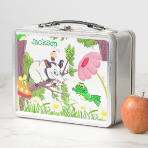 Caja de almuerzo de metal pollito zarigüeya rana A