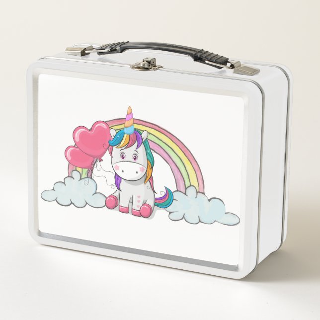 Caja de Almuerzo de Metal Unicornio (Anverso)