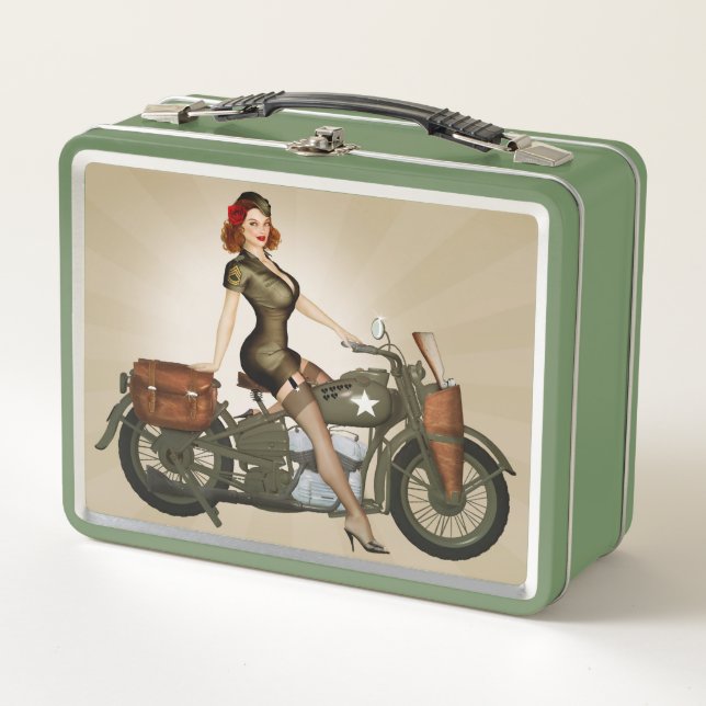 Caja de almuerzo de pinup para motocicleta del ejé (Anverso)