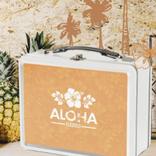 Caja de almuerzo de saludo Retro Hawaiano Aloha