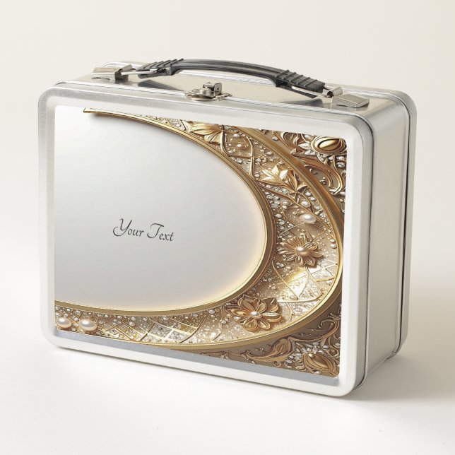 Caja de almuerzo dorada ornamentada (Anverso)