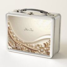 Caja de almuerzo floral ornamentada elegante dorad