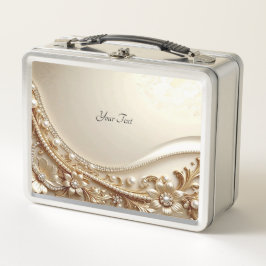 Caja de almuerzo floral ornamentada elegante dorad