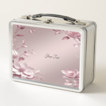 Caja de almuerzo floral rosa delicada