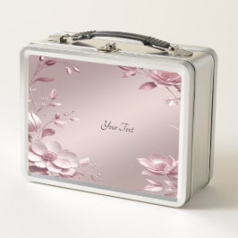 Caja de almuerzo floral rosa delicada