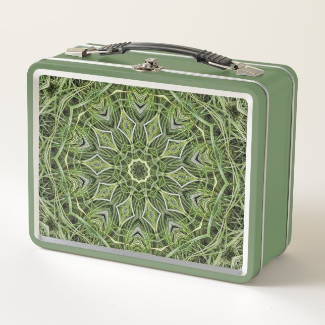 Caja de almuerzo Mandala Verde Retro (Anverso)