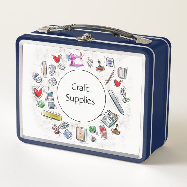 Caja de almuerzo Metalizado con artículos de arte (Anverso)