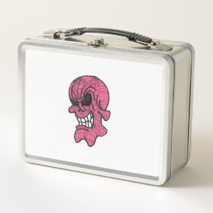 Caja de almuerzo Metalizado con cráneo rosa
