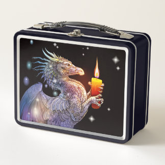 Caja de almuerzo metalizado con dragones y velas