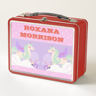 Caja de almuerzo Metalizado con ROSA VINO UNICORN 