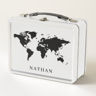 Caja de almuerzo metalizado con World Maps and Nam