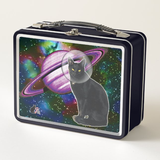 Caja de almuerzo Metalizado Cosmo-Cat de espacio (Anverso)