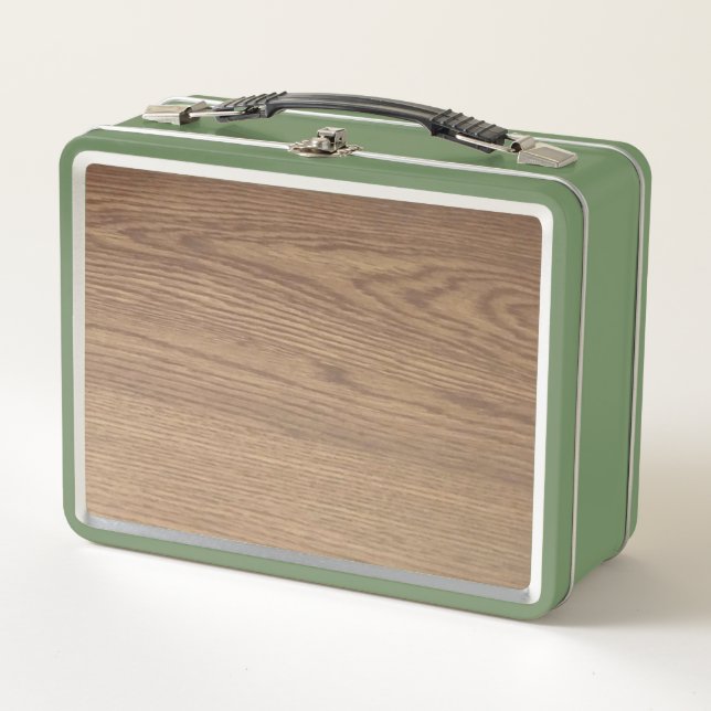 Caja de almuerzo Metalizado de grano de madera (Anverso)