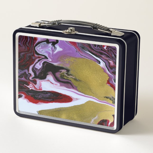 Caja de almuerzo metalizado de mármol (Anverso)