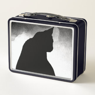 Caja de almuerzo Metalizado de silueta de gato neg