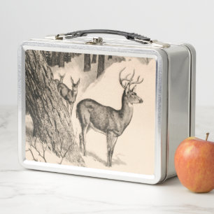 Caja de almuerzo Metalizado de venado de invierno