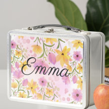 Caja de almuerzo Metalizado personalizada con flor