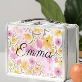 Caja de almuerzo Metalizado personalizada con flor