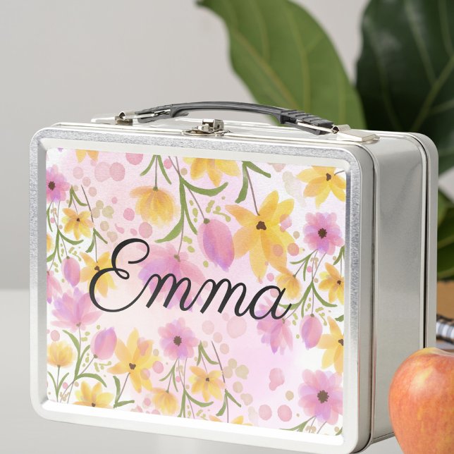 Caja de almuerzo Metalizado personalizada con flor (Subido por el creador)