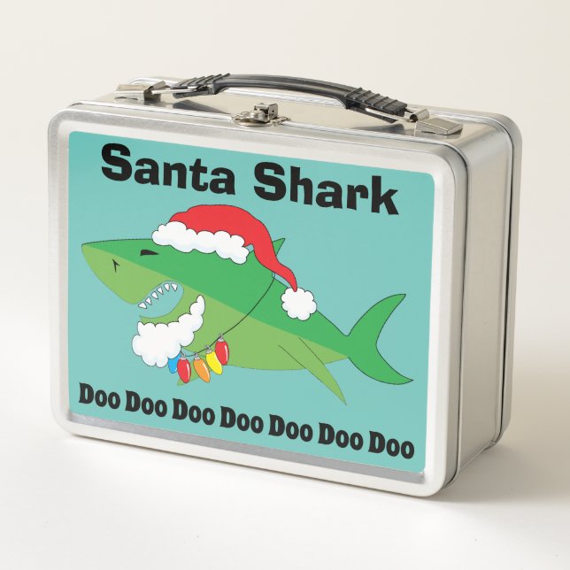 Caja de almuerzo Metalizado Santa Shark para navid (Anverso)