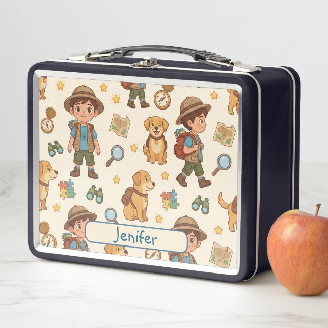Caja de almuerzo negra personalizada para niños Al (In situ)