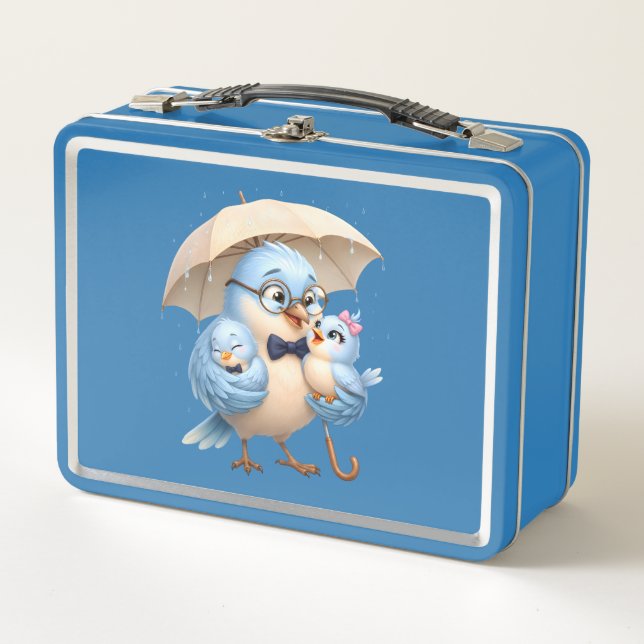 Caja de almuerzo Papá Pájaro Diseño Familiar (Anverso)
