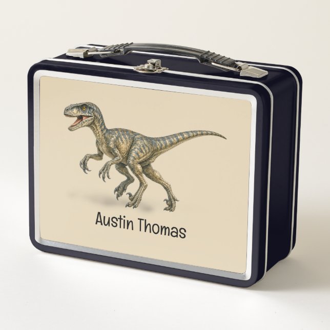 Caja de almuerzo personalizada de dinosaurio para  (Anverso)