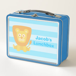 Caja de almuerzo personalizada de niño león lindo